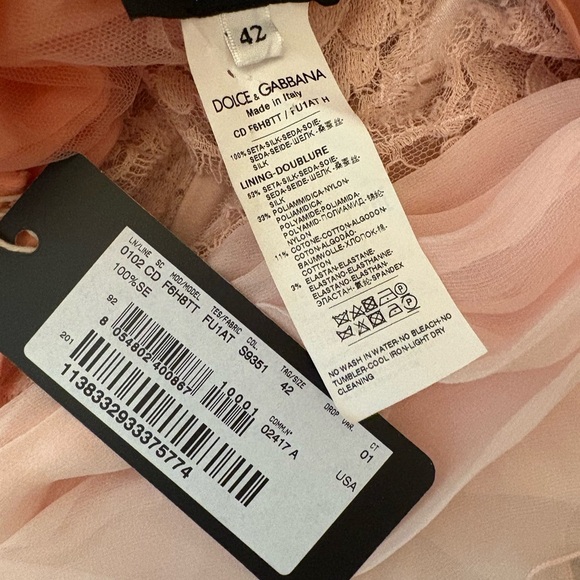 Dolce & Gabbana Two-tone Pleated Wrap Dress Pink Bow Midi Cocktail Puff Sleeve 6 - Picture 9 of 12